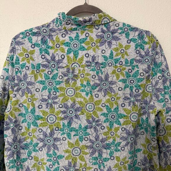 Alfred Dunner 100%Cotton Floral Textured Button Up Top Size 14 - Picture 13 of 14